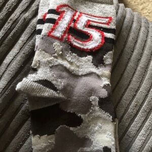 Gray Camo  boys Socks with Red Accent - Packable Comfort